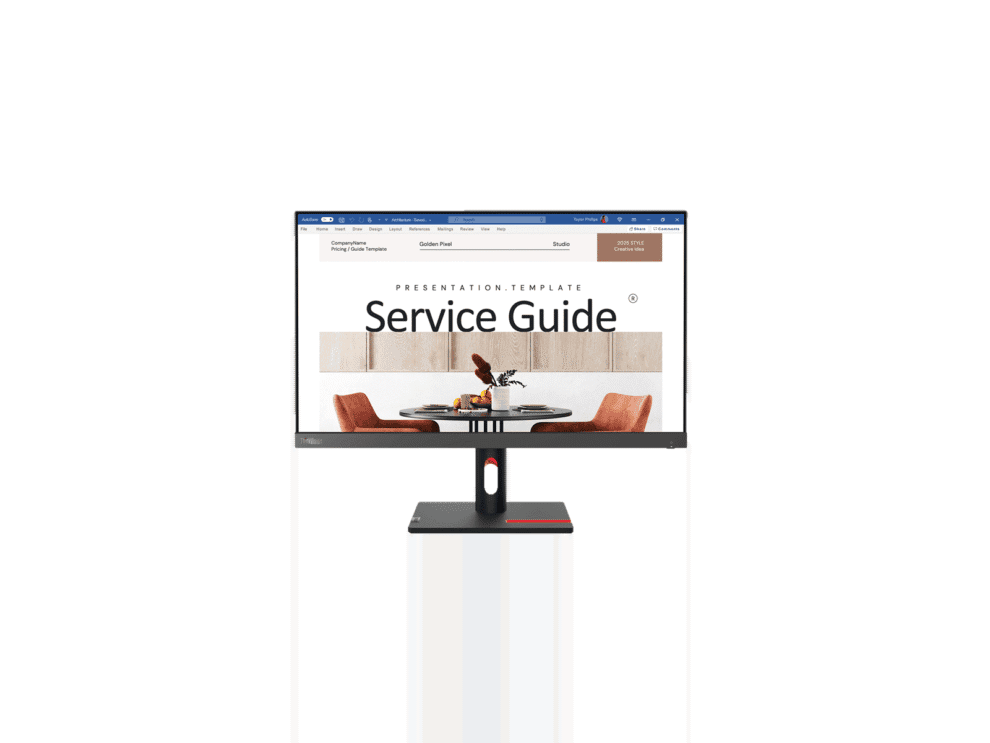 Monitor displaying service guide template
