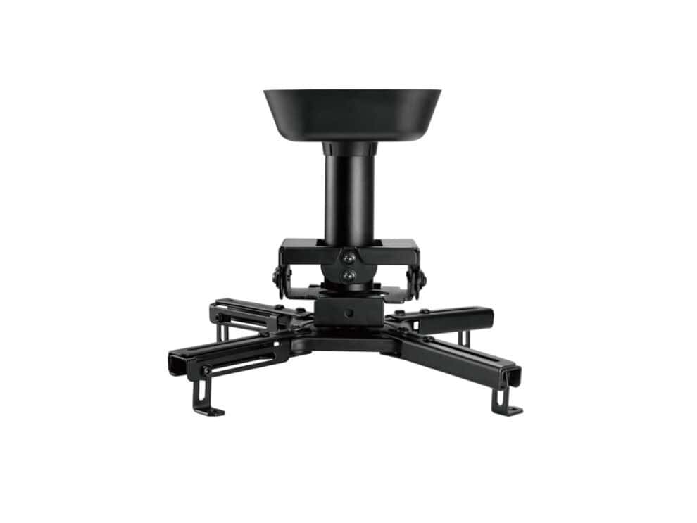Black projector mount bracket on white background