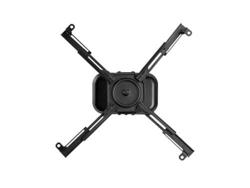 Black projector mount for ceiling installation.