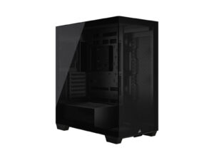 Black computer case with transparent side panel