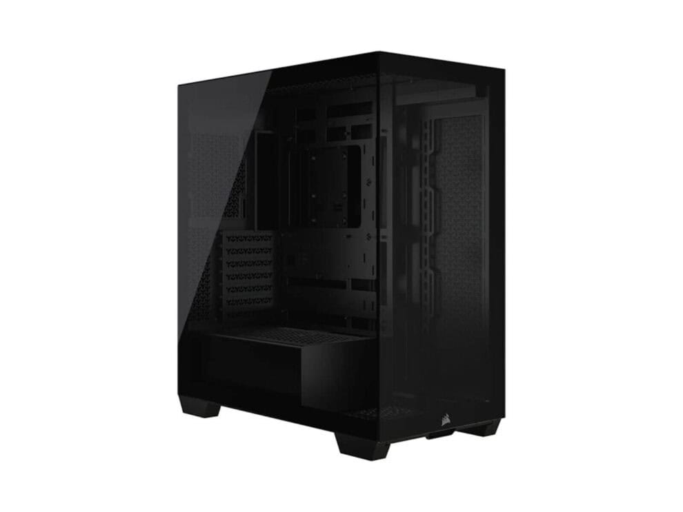 Black computer case with transparent side panel