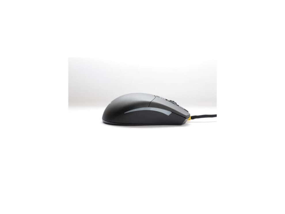 Black wired computer mouse side view