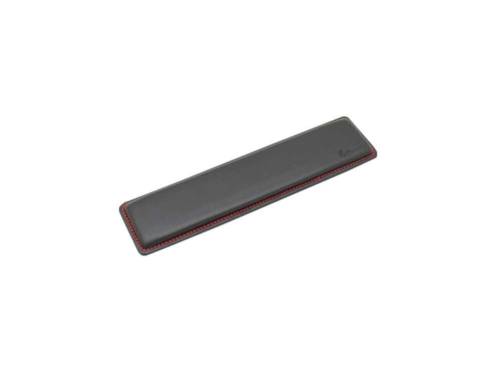 ducky leather wristrest tkl 80% Black leather wrist rest with red stitching