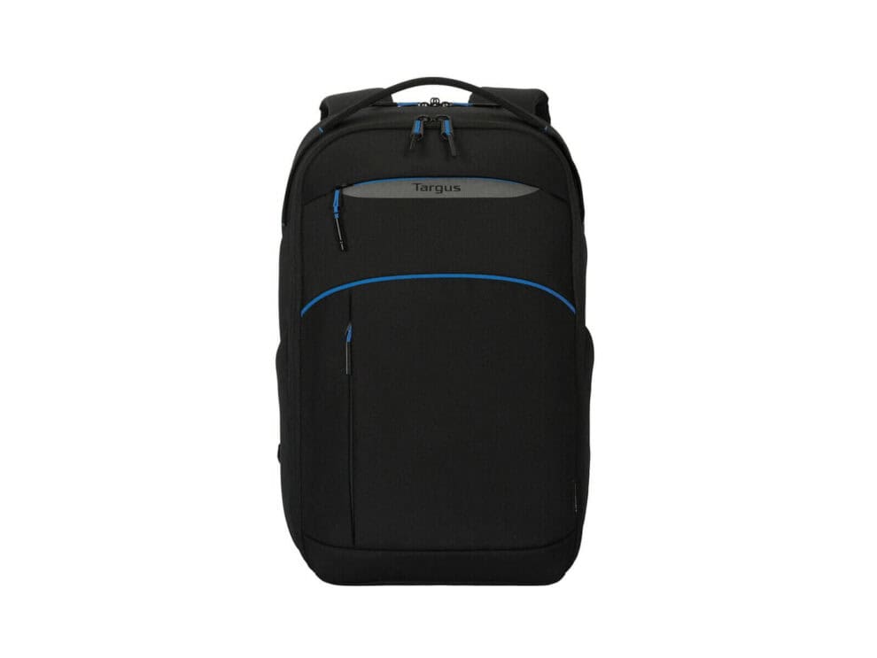 Black Targus backpack with blue accents