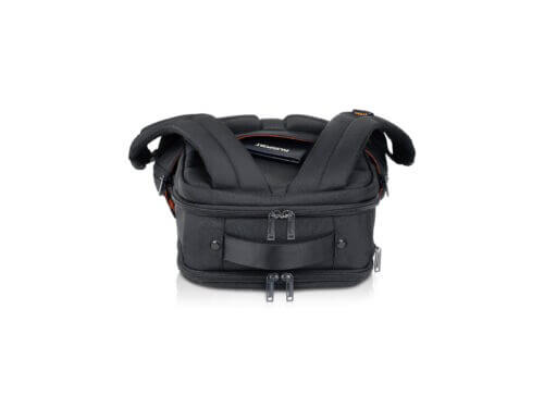 Black camera backpack with shoulder straps