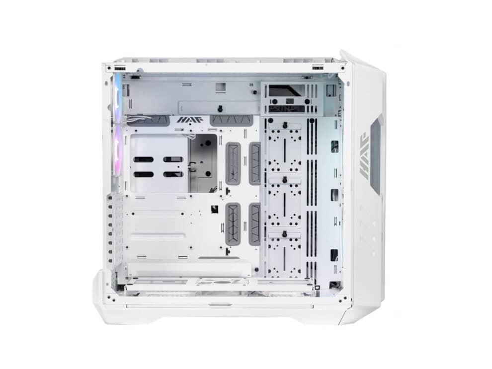 White computer case with RGB fans.