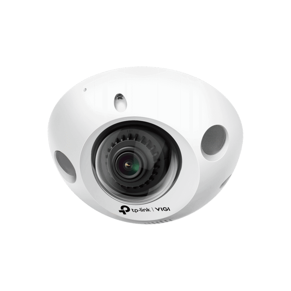 TP-Link VIGI security camera, white, wide lens.