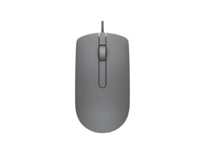 Gray computer mouse, top view.