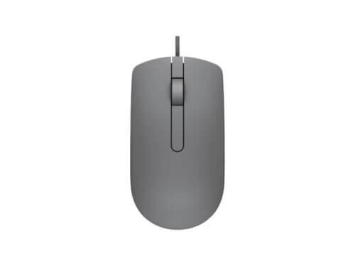 Gray computer mouse, top view.