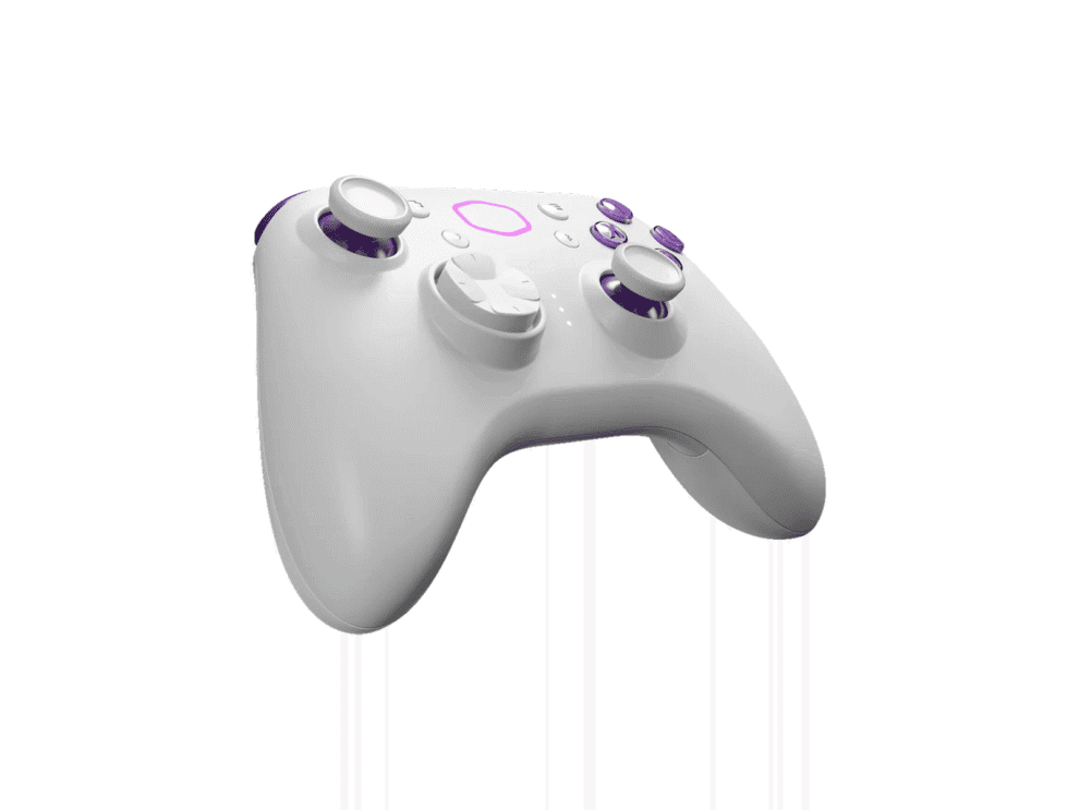 cm storm controller white v1 (xbox layout) White and purple gaming controller