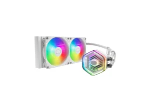 White RGB liquid CPU cooler with dual fans