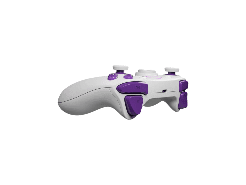 White and purple gaming controller