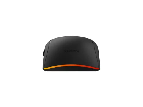 Black computer mouse, orange detail