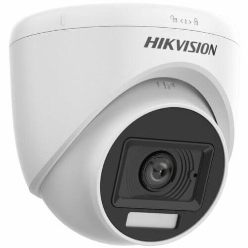 Hikvision security camera, white dome design.