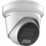 Hikvision security camera, white and black.