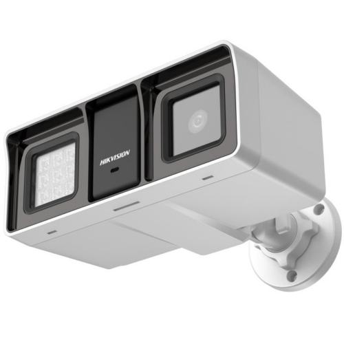 Hikvision security camera mounted on wall