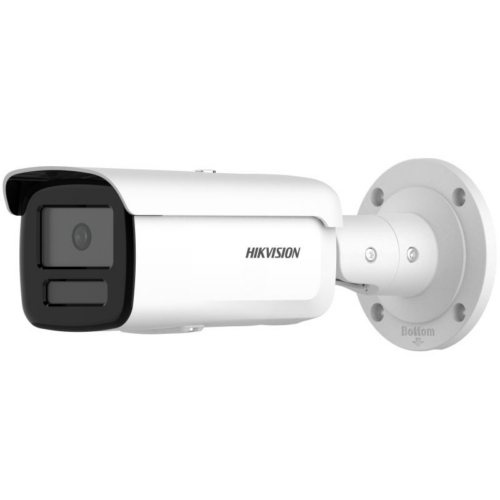 Hikvision security camera with wall mount.