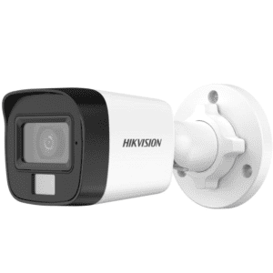 Hikvision security camera mounted on wall