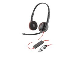 HP Poly Blackwire 3220 Stereo USB-C Headset + USB-C/A Adapter