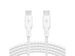 Belkin BoostCharge USB-C Male to USB-C Male Braided Cable 100 Watt Power Delivery - 3 Meter, White