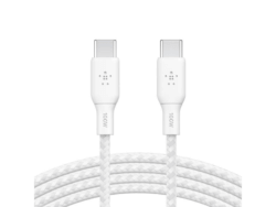 Belkin BoostCharge USB-C Male to USB-C Male Braided Cable 100 Watt Power Delivery - 3 Meter, White