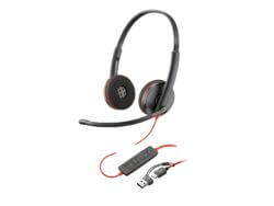 Poly Blackwire 3210 Monaural USB-C Headset +USB-C/A Adapter