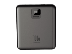 Canyon PB-2008 LED Flat Power Bank - PD100W, QC3.0, Dark Grey