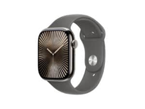 Apple Watch Series 10 GPS + Cellular 46mm Natural Titanium Case with Stone Grey Sport Band - S/M