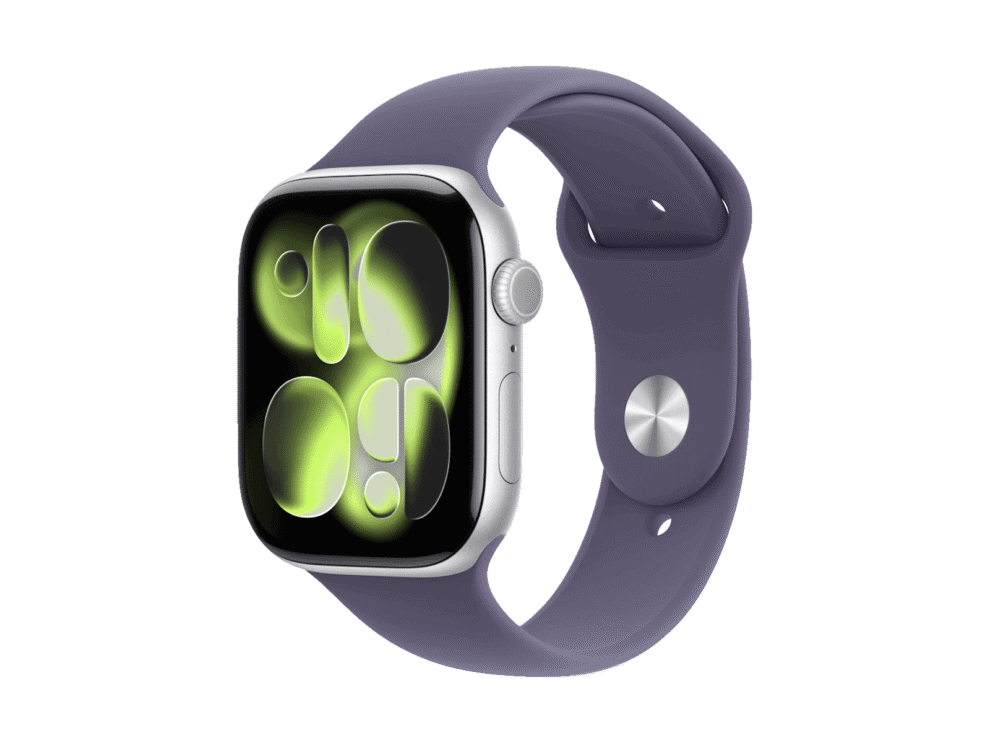 Apple-Watch-Series-11-Silver-Aluminum-Case-Purple-Fog-Sport-Banda