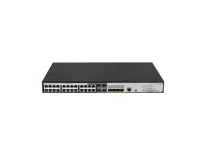 h3c smb s5120v3 28s hpwr li layer 3 ethernet switch with 24x 10/100/1000mbps ethernet poe+ ports, 4x 100/1000mbps sfp combo ports, and 4x 1gbps/10gbps sfp+ ports, 370w poe+ capacity, ac psu