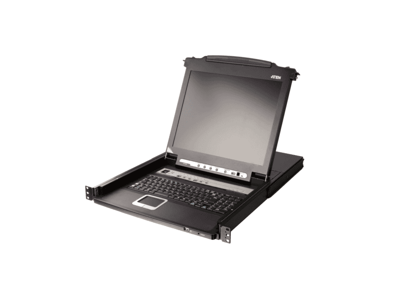 aten 17'' 8 port ps/2 usb vga lcd kvm combo kvm with an extra console port and usb peripheral support w/(us99kb/uskb/spkb/outkb) aten 17'' 8 port ps/2 usb vga lcd kvm combo kvm with an extra console port and usb peripheral support w/(us99kb/uskb/spkb/outkb)