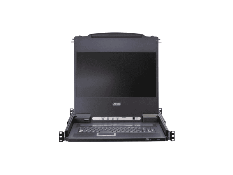 aten 17'' 8 port ps/2 usb vga lcd kvm combo kvm with an extra console port and usb peripheral support w/(us99kb/uskb/spkb/outkb)