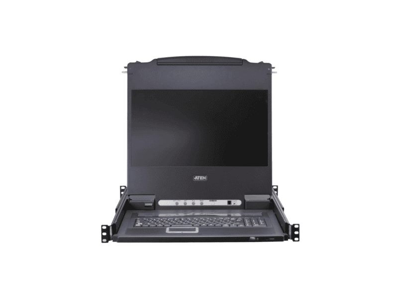 aten 16 port 19'' vga lcd integrated usb/ps2 combo kvm with an extra console port and usb peripheral support w/(uskb/spkb)/w/(us