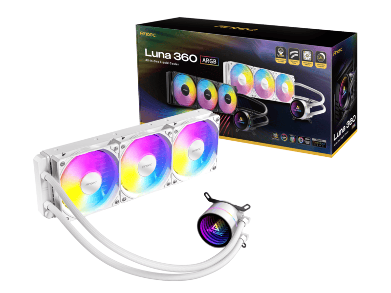 antec luna 360 argb cpu liquid cooler – white