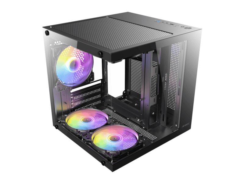 antec vcx10m argb micro atx itx mini tower gaming chassis – black
