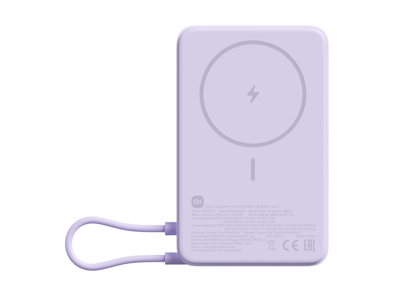 xiaomi magnetic power bank 10000 with built in stand purple
