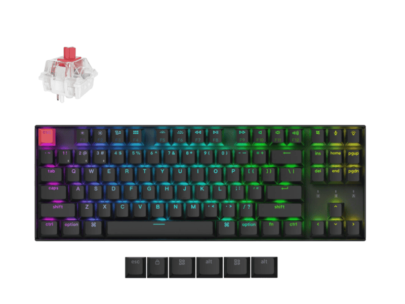 keychron k8 qmk 80% tkl wireless mechanical keyboard v2 red switches black keychron k8 qmk 80% tkl wireless mechanical keyboard v2 red switches black