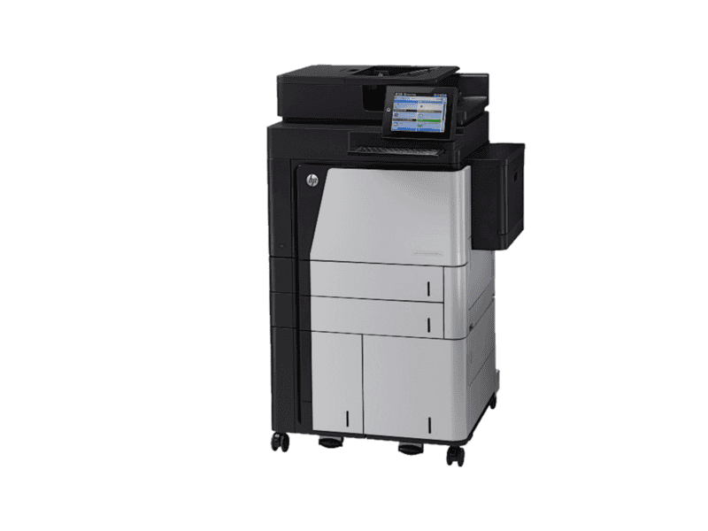 hp laserjet enterprise flow mfp m830z 4in1, print, copy, scan, fax, over 25 users, print up to 55ppm a4, copy up to 600 x 600 dpi, copy up to 56 cpm, scan up to 70 ppm (black and white), up to 68 ppm (colour), scan up to 600 dpi, fax up to 300 x 300 dpi, fax memory up to 500 pages, 100 sheet mp tray, 2 x 500 sheet trays, 3500 high capacity tray, auto duplex, gigabit nic, 1.5gb ram, 320gb hdd, 20.3 cm colour lcd with capacitive touchscreen, rotating (adjustable angle) display.