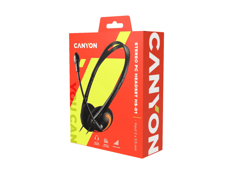 canyon pc headset hs 01 pc mic flat 1.8m black orange