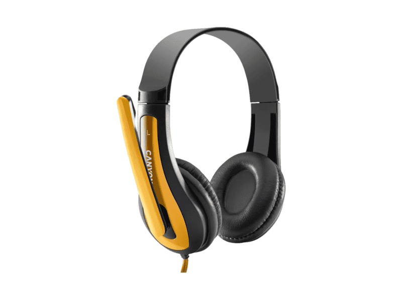canyon pc headset hsc 1 pc mic flat 2m black yellow