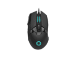 lorgar stricter 579, gaming mouse, 9 programmable buttons, pixart pmw3336 sensor, dpi up to 12 000, 50 million clicks buttons lifespan, 2 switches, built in display, 1.8m usb soft silicone cable, matt uv coating with glossy parts and rgb lights with 4 led flowing modes, size: 131*72*41mm, 0.127kg, black