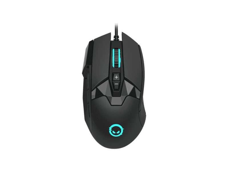 lorgar stricter 579, gaming mouse, 9 programmable buttons, pixart pmw3336 sensor, dpi up to 12 000, 50 million clicks buttons lifespan, 2 switches, built in display, 1.8m usb soft silicone cable, matt uv coating with glossy parts and rgb lights with 4 led flowing modes, size: 131*72*41mm, 0.127kg, black
