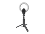 lorgar circulus 910, streaming web camera, 5mp 2592x1944 max resolution, up to 60fps, 1/2.8", sony starvis cmos image sensor, full glass lens, 5.5'' built in ring light (1700 14 000k), foldable tripod, auto focus, dual microphones with ai noise reduction, usb type c, size: 470*133*115mm, 0.525kg, black+white