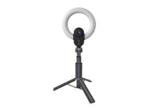 lorgar circulus 910, streaming web camera, 5mp 2592x1944 max resolution, up to 60fps, 1/2.8", sony starvis cmos image sensor, full glass lens, 5.5'' built in ring light (1700 14 000k), foldable tripod, auto focus, dual microphones with ai noise reduction, usb type c, size: 470*133*115mm, 0.525kg, black+white