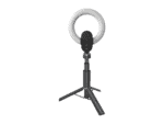 lorgar circulus 910, streaming web camera, 5mp 2592x1944 max resolution, up to 60fps, 1/2.8", sony starvis cmos image sensor, full glass lens, 5.5'' built in ring light (1700 14 000k), foldable tripod, auto focus, dual microphones with ai noise reduction, usb type c, size: 470*133*115mm, 0.525kg, black+white