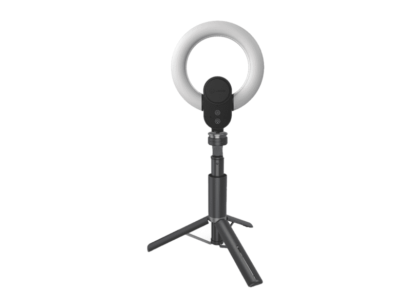 lorgar circulus 910, streaming web camera, 5mp 2592x1944 max resolution, up to 60fps, 1/2.8", sony starvis cmos image sensor, full glass lens, 5.5'' built in ring light (1700 14 000k), foldable tripod, auto focus, dual microphones with ai noise reduction, usb type c, size: 470*133*115mm, 0.525kg, black+white