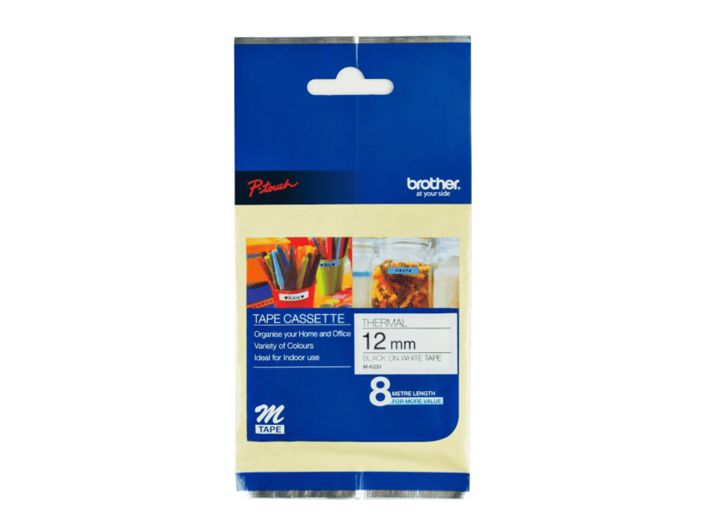 non laminated tape 8m x 12mm black on white non laminated tape 8m x 12mm black on white