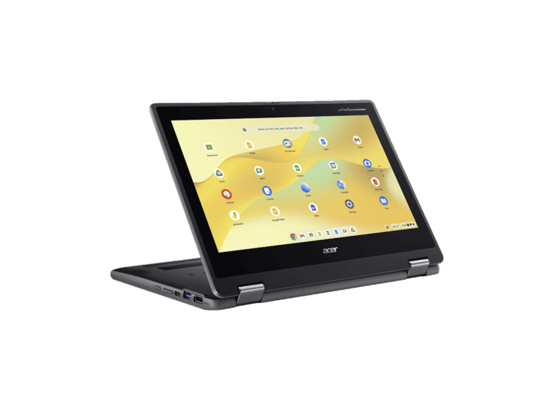 acer chromebook spin 511 11.6" hd ips touch celeron n150 4 gb lpddr5  emmc 32gb micro sd card reader wifi6e+bt hd usb camera 5maf mipi 53wh li ion battery 65w google chrome os 3 years carry in (r757t tco c70y)