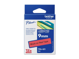 brother 9mm black on red laminated tape