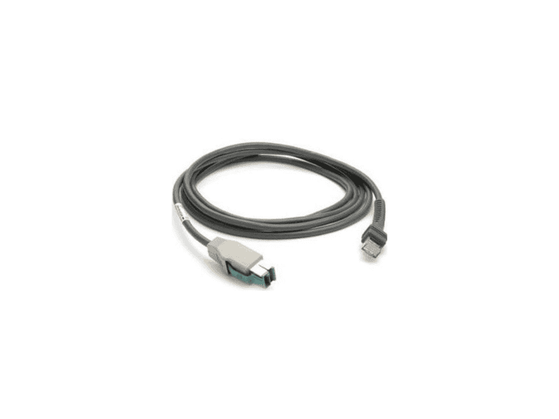 zebra cable shielded usb: power plus connector; 7ft. (2.1m); straight; 12v